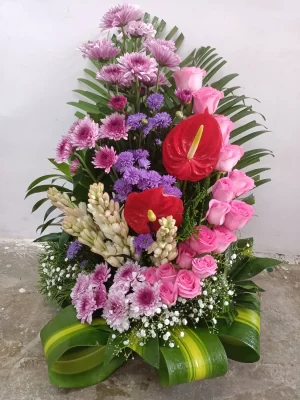 Elegant Pink and Purple Fresh Flower Arrangement