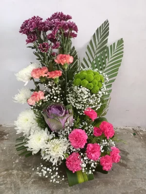 Graceful Mixed Carnation and Chrysanthemum Arrangement