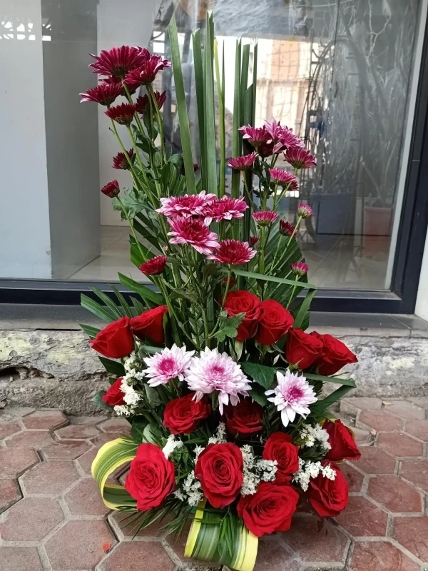 Crimson Charm Red Rose Basket