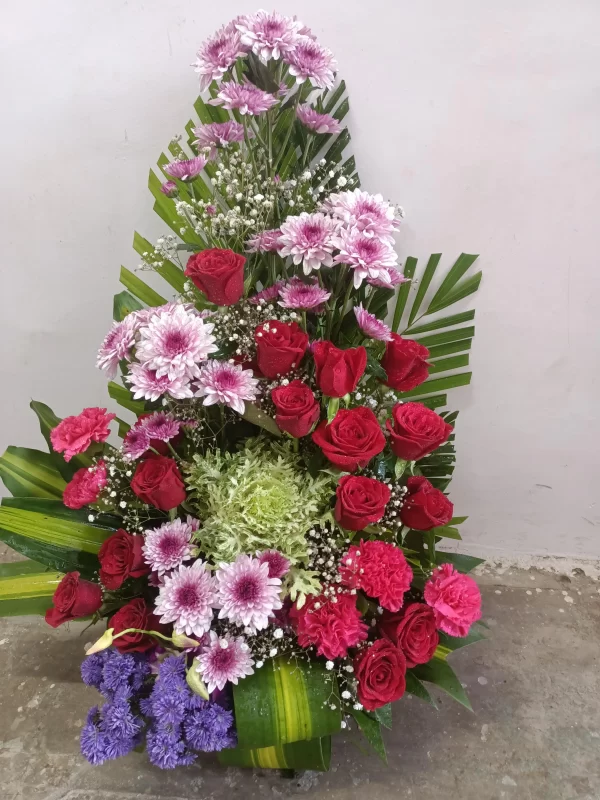 Radiant Rose & Chrysanthemum Basket