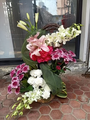 Elegant Mixed Lily & Orchid Basket
