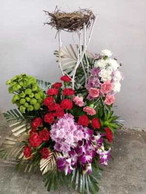 Nature’s Embrace Premium Floral Arrangement with Bird Nest Accent