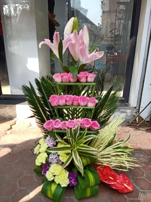 Blushing Grace Designer Floral Tower