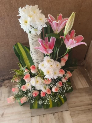 Blush Pink & White Bloom Basket