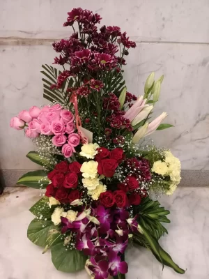 Grand Mixed Flower Basket Arrangement