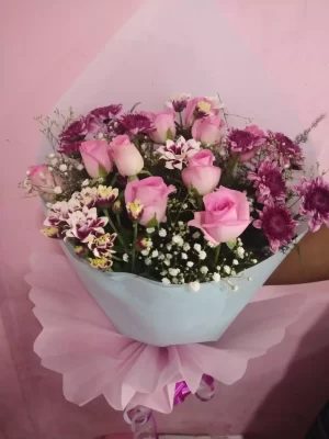 Pastel Pink & Purple Mixed Flower Bouquet