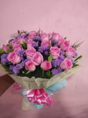 Pink Elegance Bouquet with Purple Accents