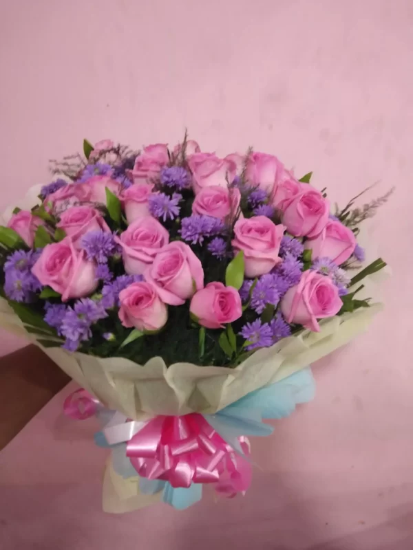 Pink Elegance Bouquet with Purple Accents