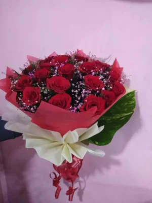 Royal Red Rose Bouquet with Baby Breath