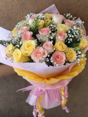 Pink and Yellow Roses Bouquet