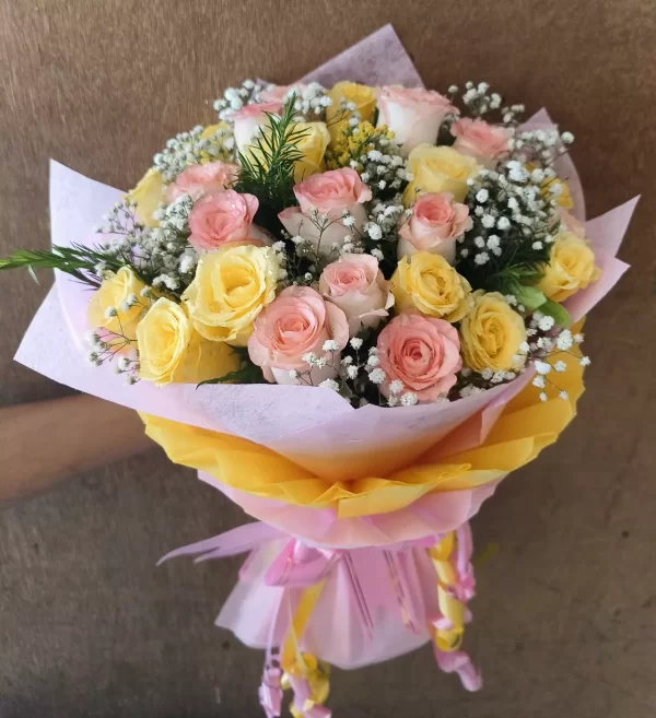 Pink and Yellow Roses Bouquet