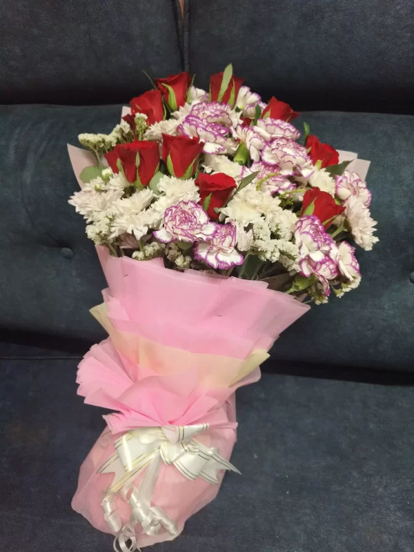 Red Roses & Carnations Bouquet