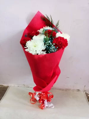 Red and White Carnation Bouquet