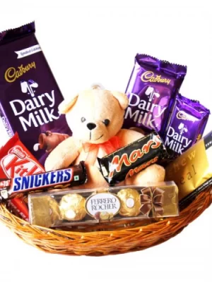 Chocolate Delight Basket with Teddy