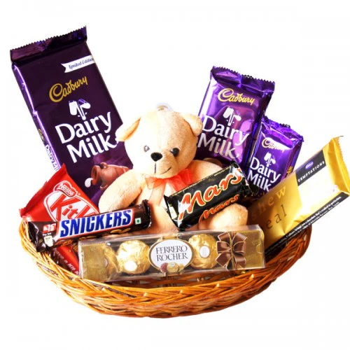 BFCH10 Chocolate Delight Basket with Teddy