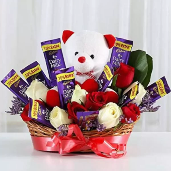 Dairy Milk & Teddy Basket